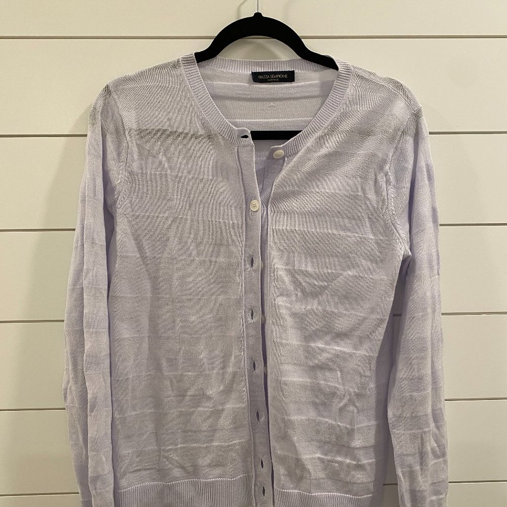 Piazza Sempione Lavender Sweater Set Lightweight Wool/Silk Blend Italy S/M